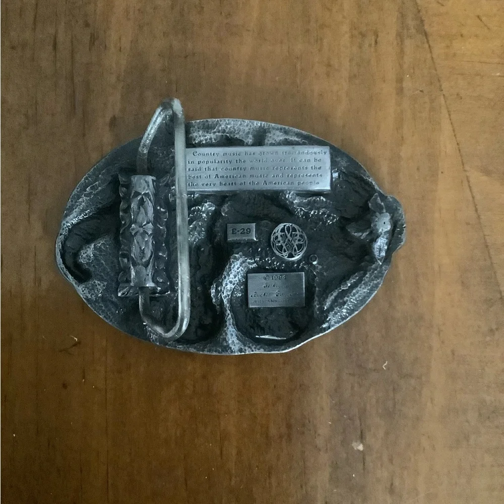 Vintage 1984 Pewter Country Music Belt Buckle E-29